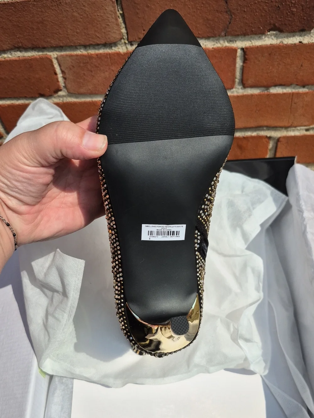 Torrid 8WW Black and Gold Embellished Stiletto Boot - New